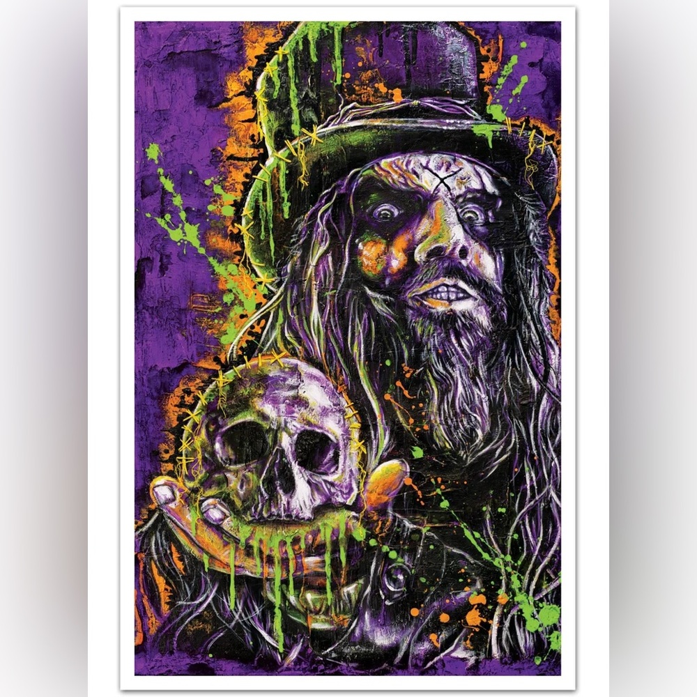 Grunge graffiti style Rob Zombie art print - 12x18 - signed - Halloween decor
